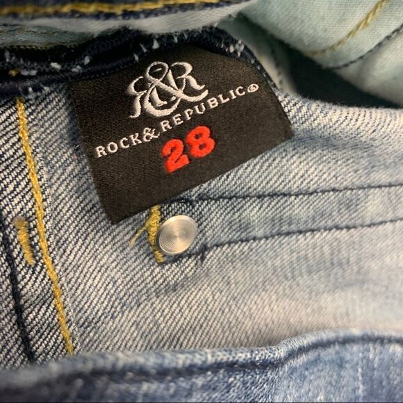 Rock & Republic denim jeans bootcut Crystal rhinestone Sz 28 stampede western - Picture 6 of 12